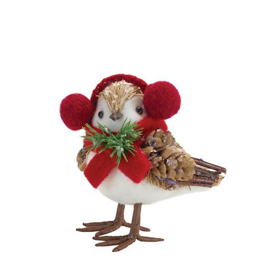 Winter Bird Shelf Sitter with Natural Accents, 4 Pack of 3